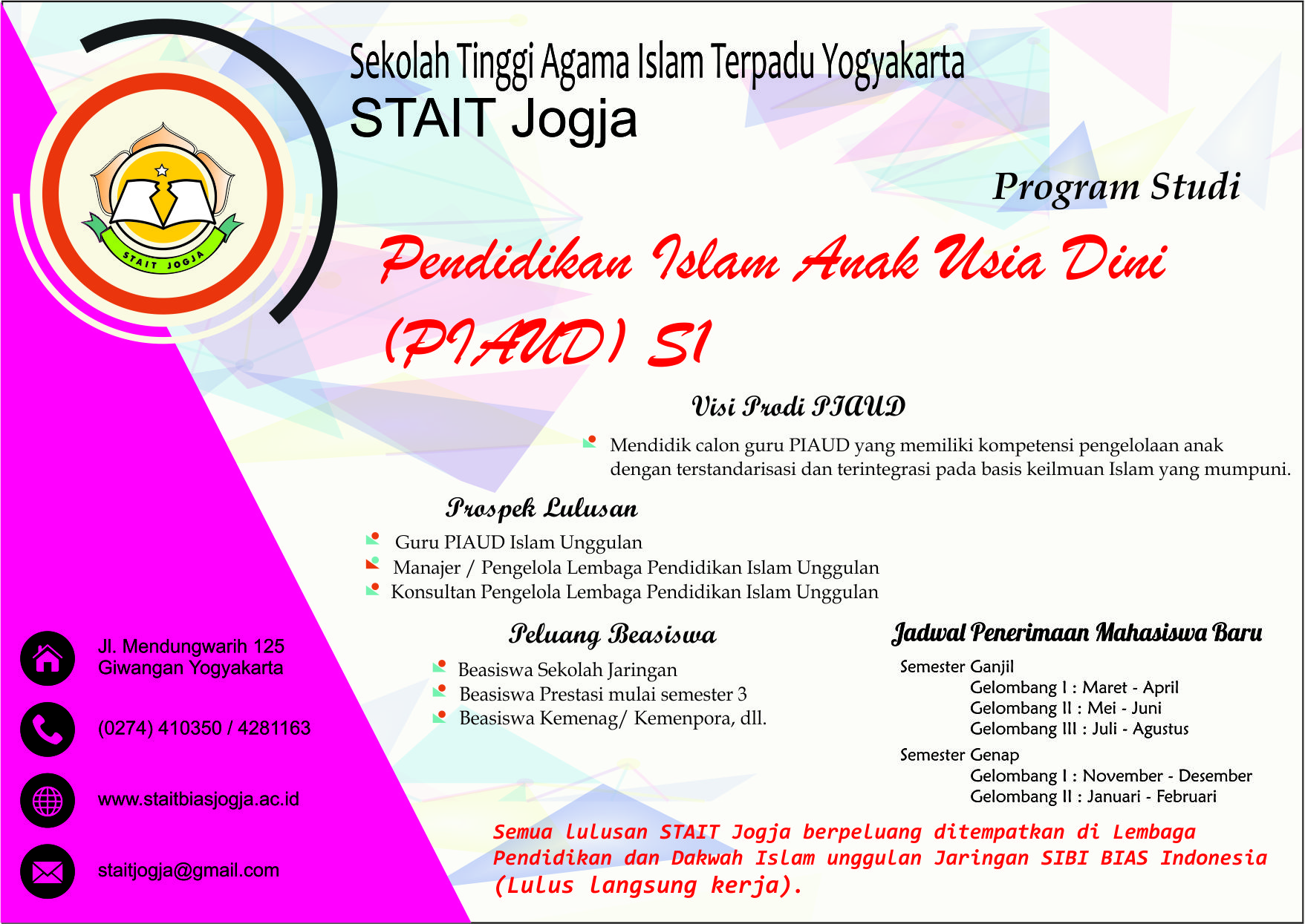Peluang Beasiswa Prodi Piaud S1 | Stait Yogyakarta